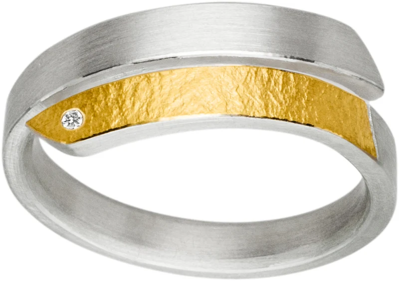 925er Silber Ring feingoldbelegt MANU R1111BR
