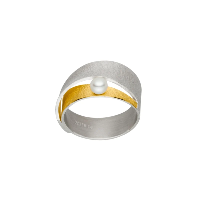 925er Silber Ring feingoldbelegt MANU R1115PE