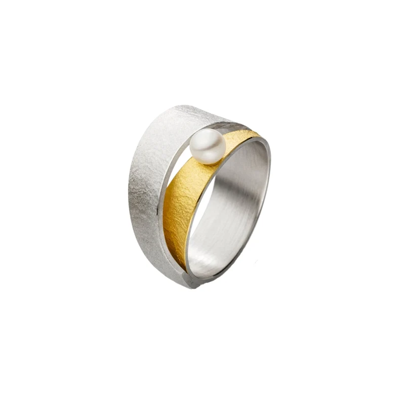 925er Silber Ring feingoldbelegt MANU R1115PE