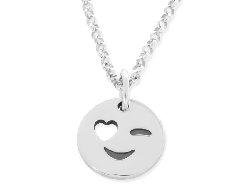 Smiley Kette Silber Sommer Schmuck Anhänger rund mit Herz 925 SILBER HALSKETTE