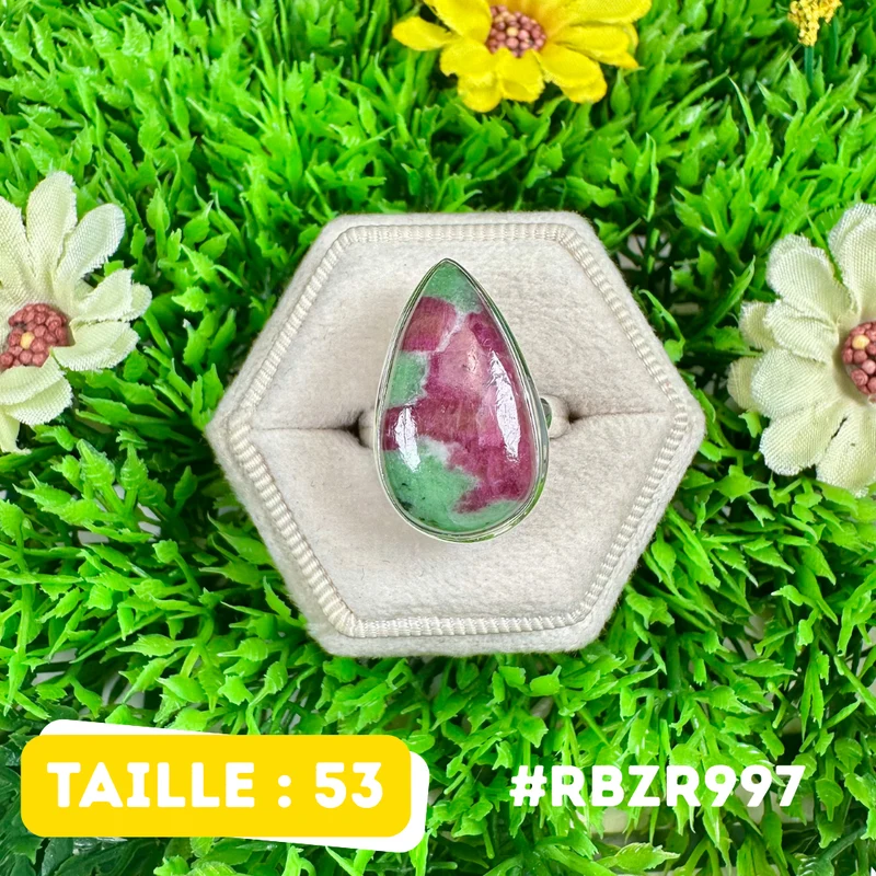 Sterlingsilberring mit Rubin und Zoisit, 925er Silber #RBZR997