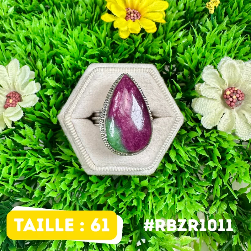Sterlingsilberring mit Rubin und Zoisit, 925er Silber #RBZR1011