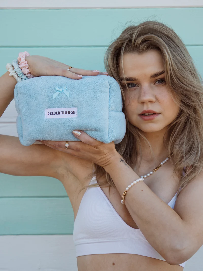 Blissful Pure Silk Scrunchie Cream Blue