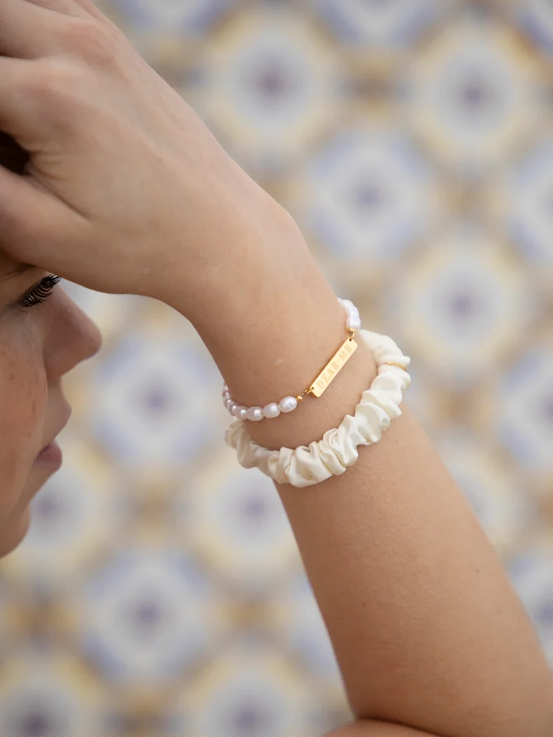 Blissful Pure Silk Scrunchie Cream White