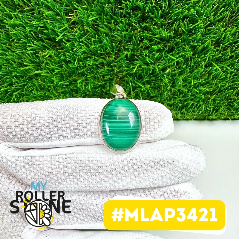 Malachit-Anhänger aus 925er Sterlingsilber #MLAP3421