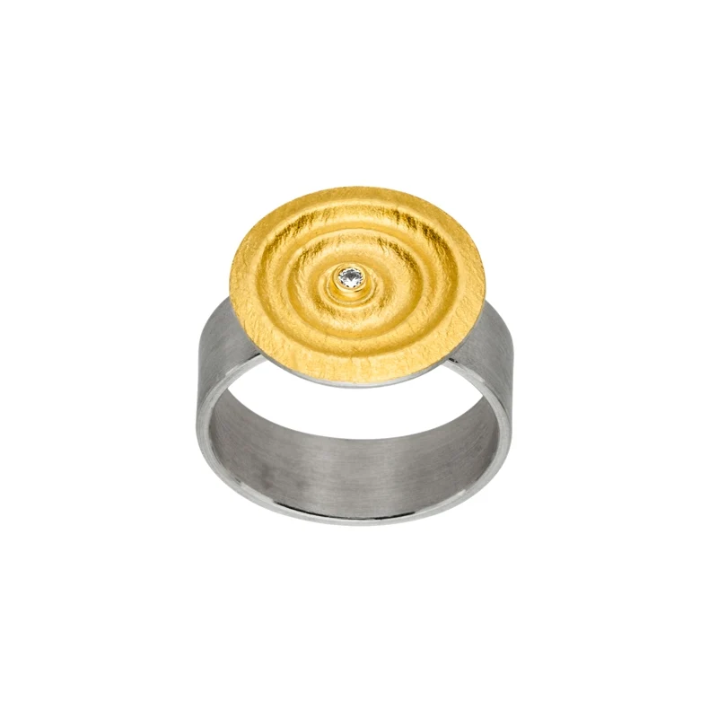 925er Silber Ring feingoldbelegt MANU R1112BR