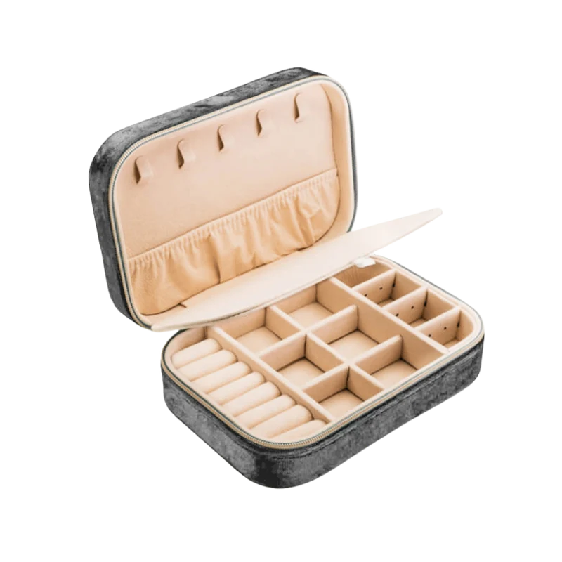 Premium Schmuck Box - Grey Velvet