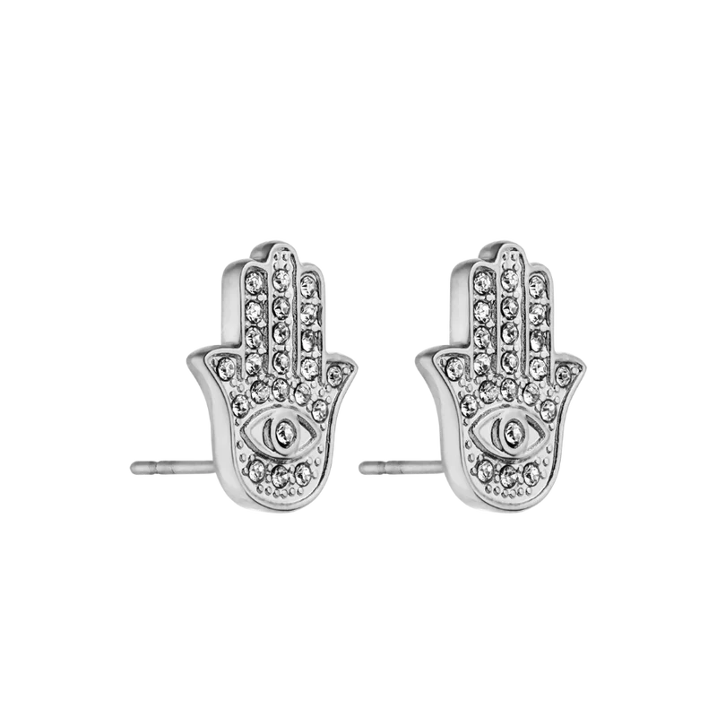 Pave Fatimas Hand Ohrstecker 14K Vergoldet
