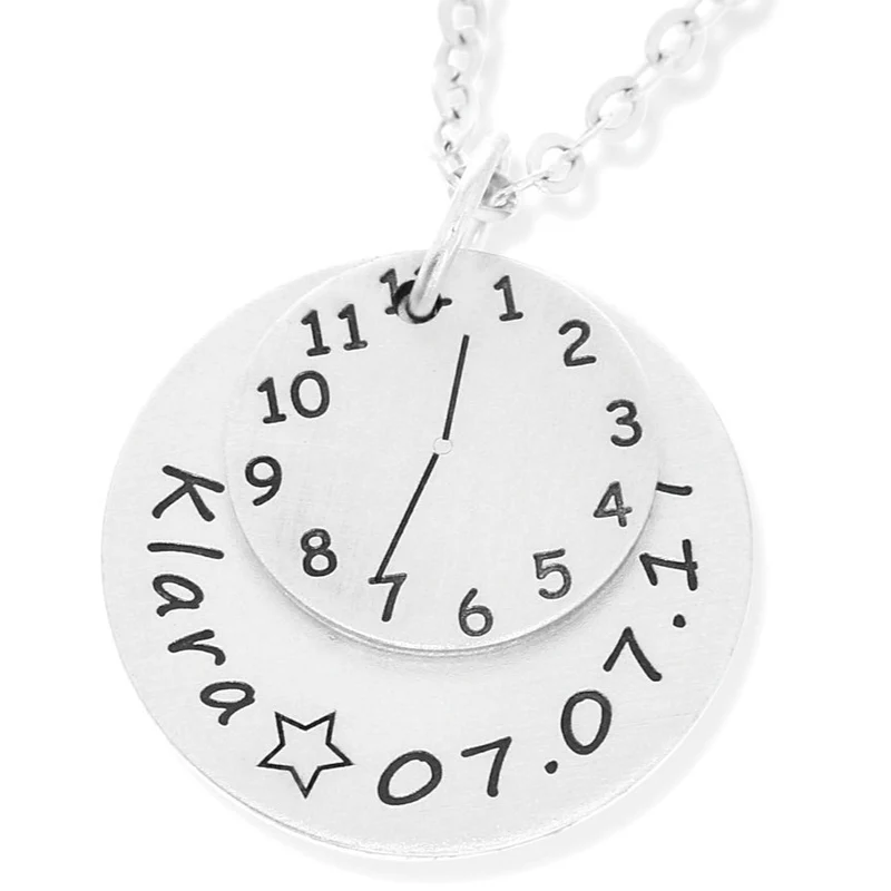GEBURTSKETTE BABY KIND TAUFE MIT NAMEN TAUFKETTE MIT GRAVUR 925 SILBER