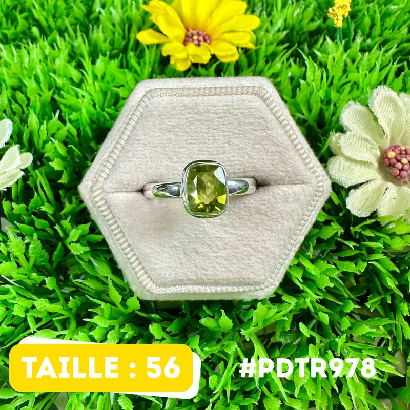 Facettierter Peridotring aus 925er Sterlingsilber #PDTR978
