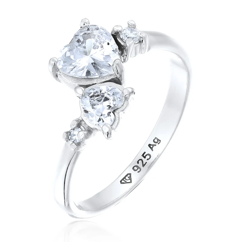 Ring Herzen | Zirkonia (Weiß)