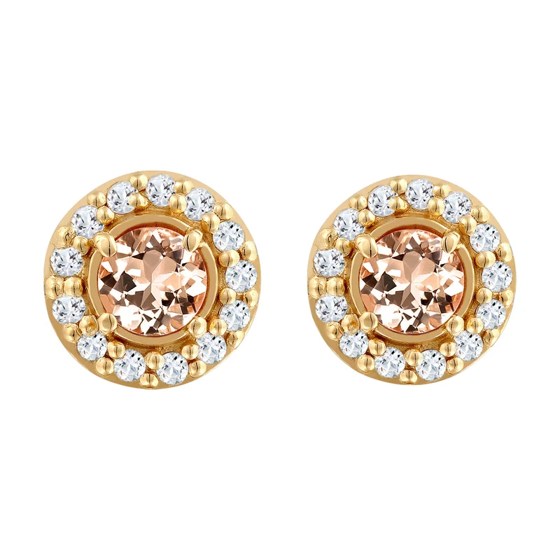 Ohrstecker Rund | Morganite, Topas (Pfirsich, Weiß)
