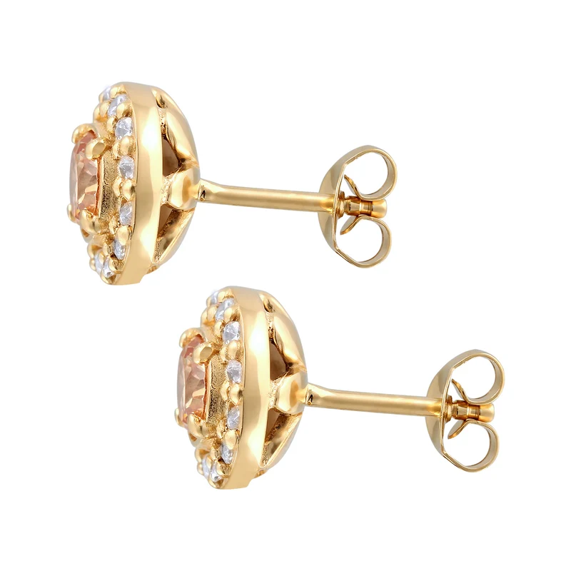 Ohrstecker Rund | Morganite, Topas (Pfirsich, Weiß)