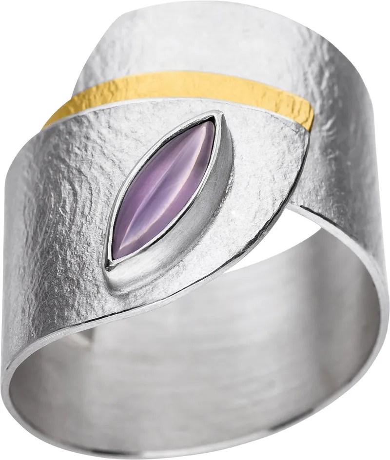925er Silber Ring feingoldbelegt MANU R1193AM