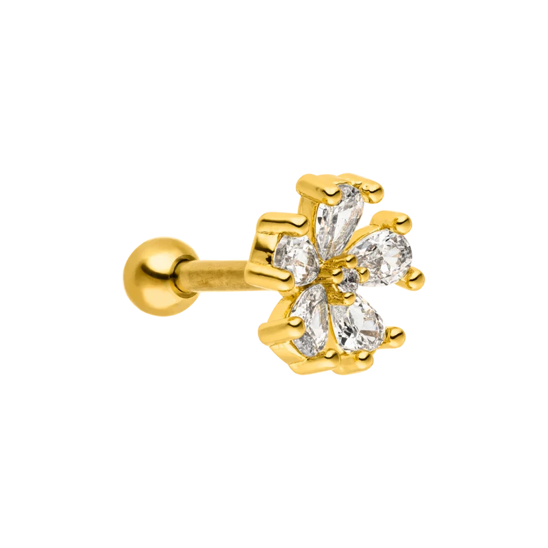 Drop Flower Piercing 18K Vergoldet