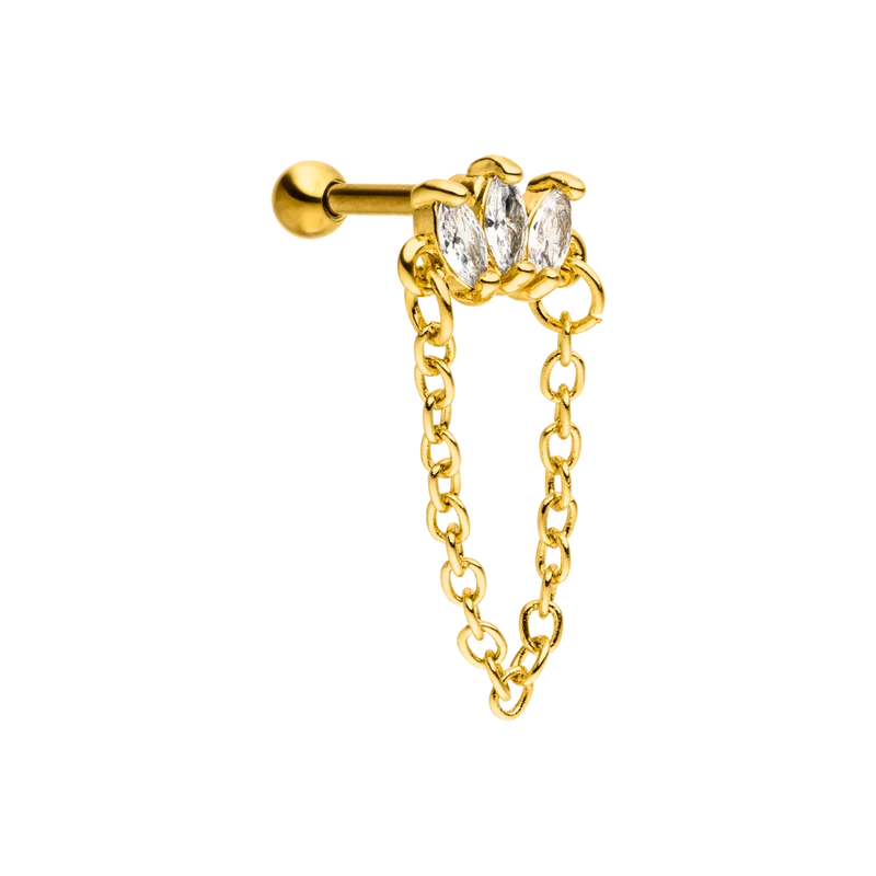 Dangle Lotus Ohr Piercing 18K Vergoldet
