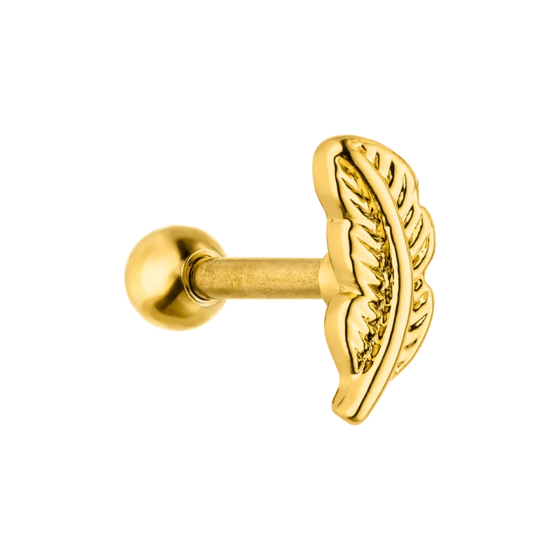 Feather Ohr Piercing 18K Vergoldet