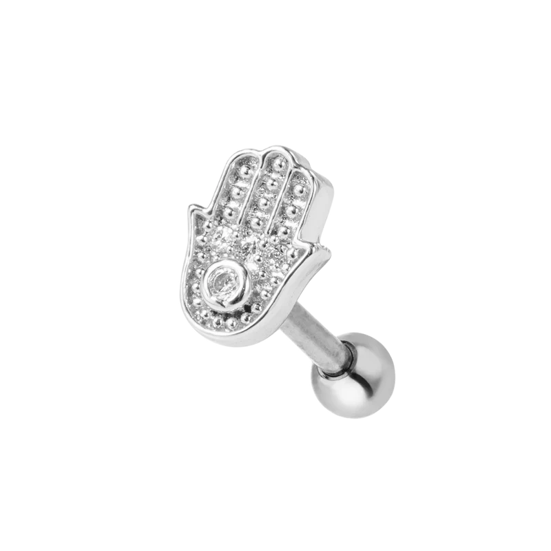 Pave Fatimas Hand Ohr Piercing 18K Vergoldet