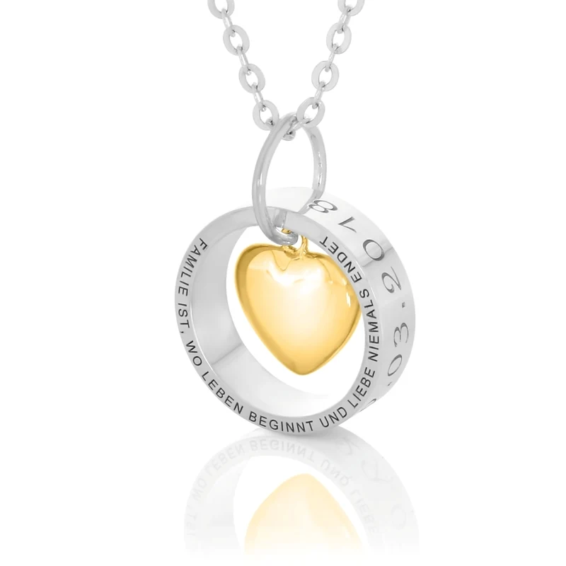 HALSKETTE DAMEN GRAVUR 925 SILBER RING KETTE SPRUCH FAMILIE NAMENSKETTE