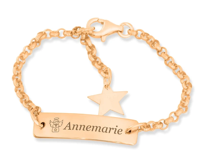 ARMBAND ZUR KOMMUNION, ENGELSCHMUCK ROSÉ VERGOLDET