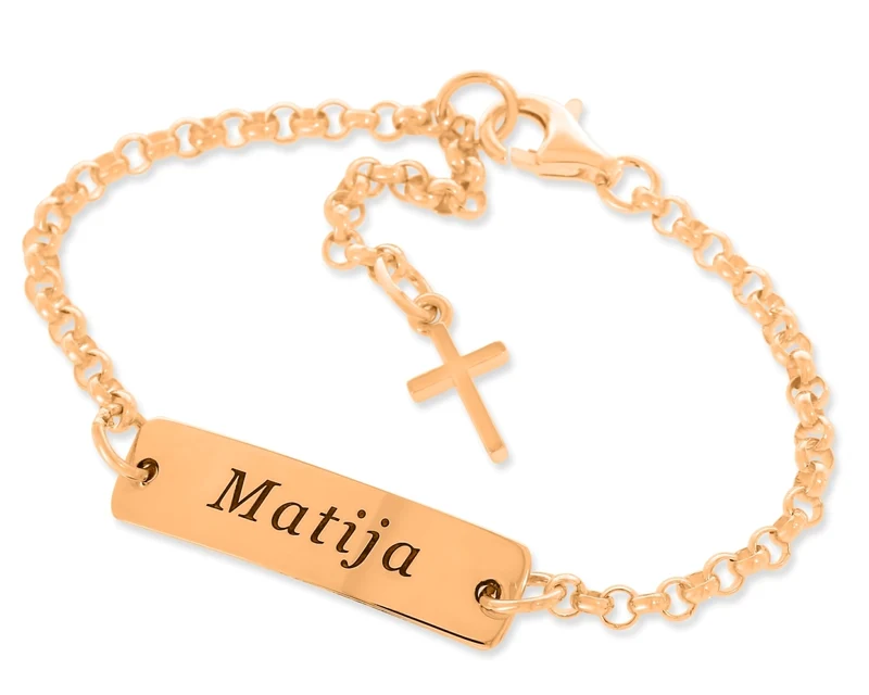 KINDERSCHMUCK TAUFE ARMKETTCHEN GRAVUR ROSÉ VERGOLDET ID ARMBAND MIT NAMEN