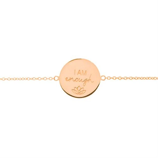 I am Enough Disc Bracelet in Rose Gold