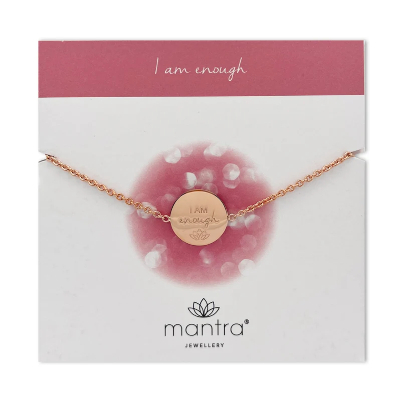 I am Enough Disc Bracelet in Rose Gold