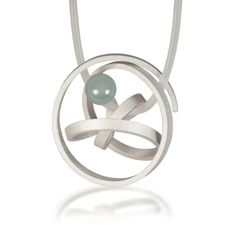 925er Silber Anhänger Knotenschmuck Kugel Knoten ANH-P11-Aquamarin