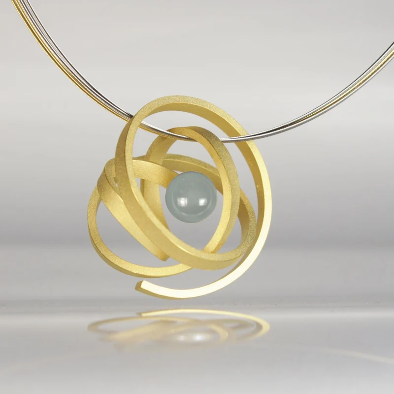 925er Silber Anhänger Knotenschmuck Kugel Knoten ANH-P11-Aquamarin