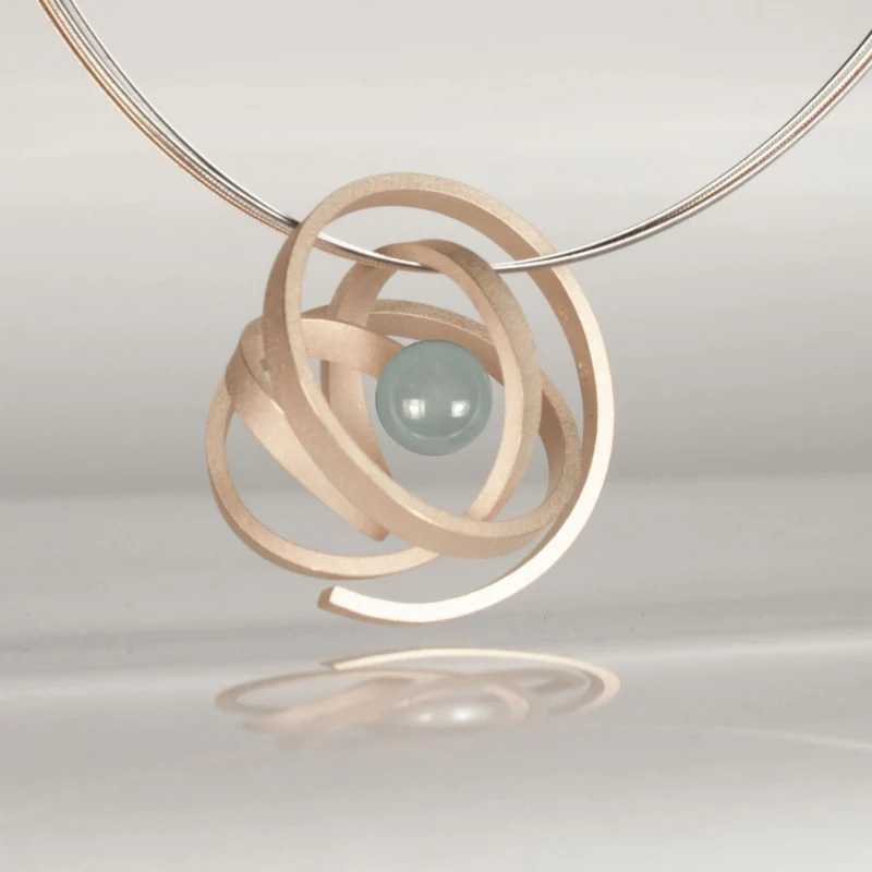 925er Silber Anhänger Knotenschmuck Kugel Knoten ANH-P11-Aquamarin