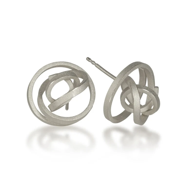 925er Silber Ohrstecker Vergoldet Knotenschmuck Kugel Knoten OST-12
