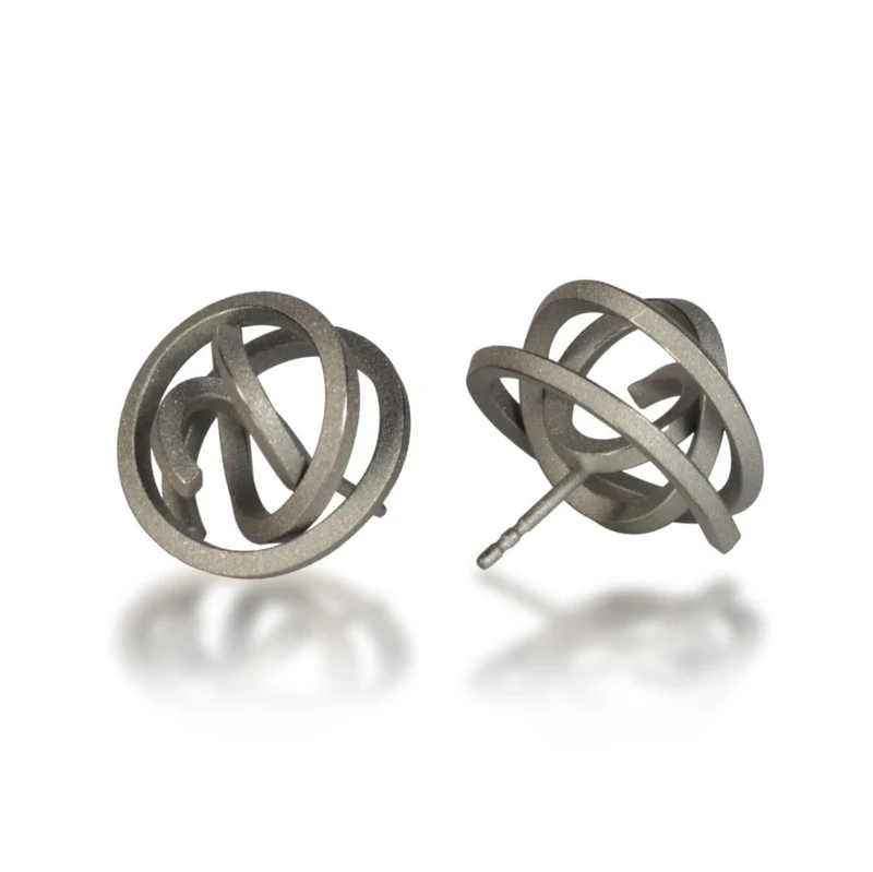 925er Silber Ohrstecker Vergoldet Knotenschmuck Kugel Knoten OST-12