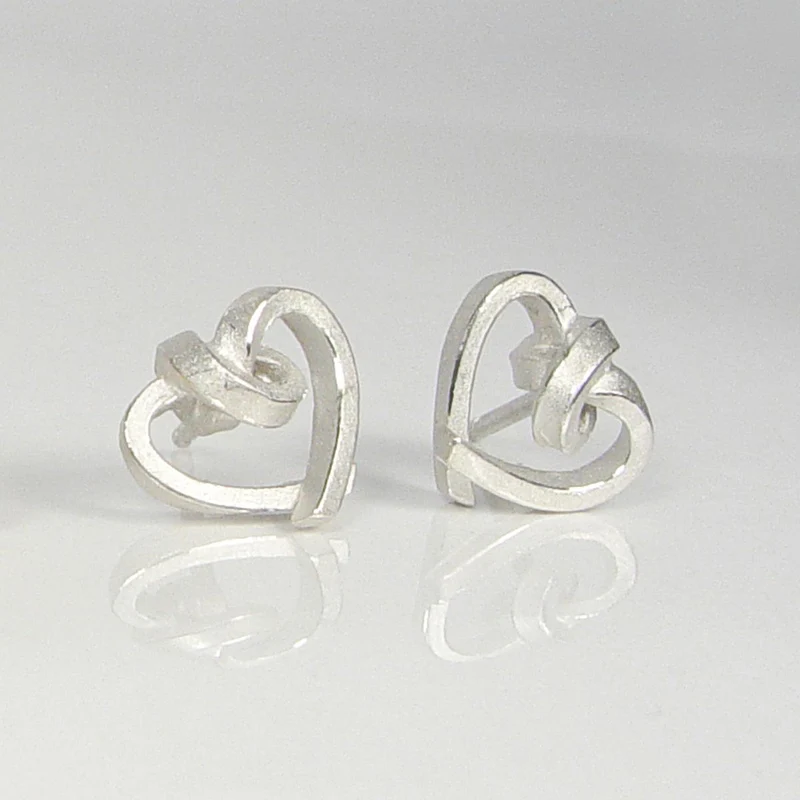 925er Silber Ohrstecker Vergoldet Knotenschmuck Herzen OST-H20