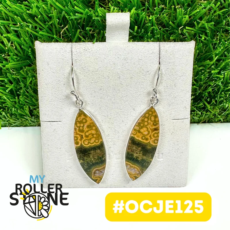 Ohrringe aus Ozeanjaspis, 925er Sterlingsilber #OCJE125