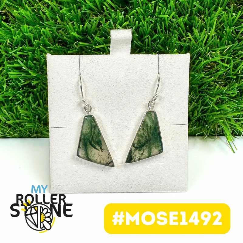 Moosachat-Ohrringe aus 925er Sterlingsilber #MOSE1492