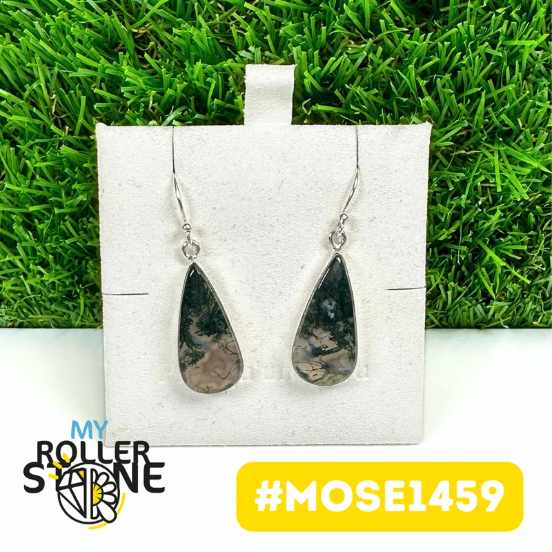 Moosachat-Ohrringe aus 925er Sterlingsilber #MOSE1459
