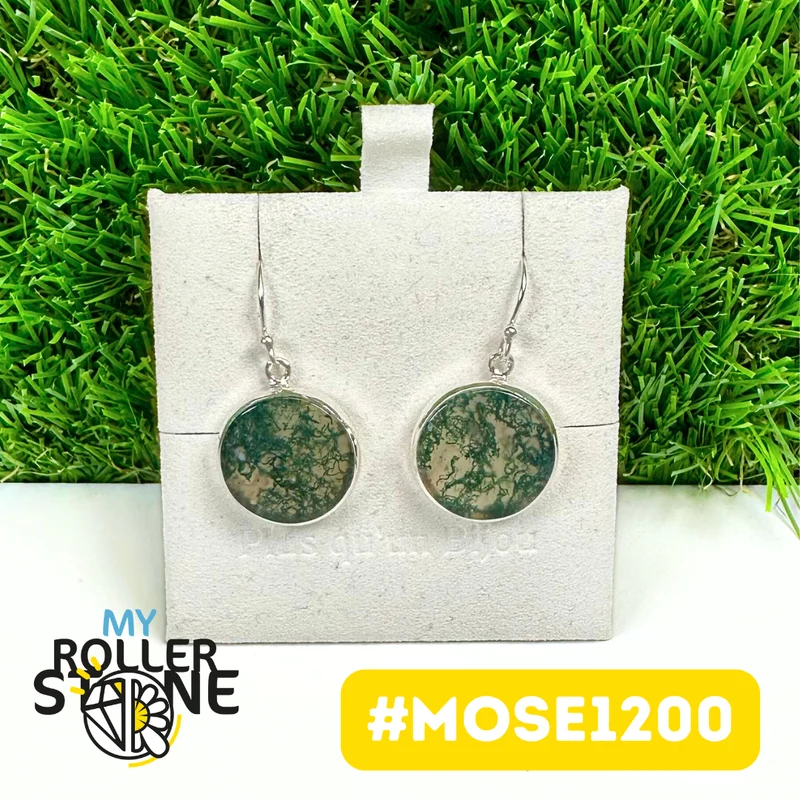 Moosachat-Ohrringe aus 925er Sterlingsilber #MOSE1200