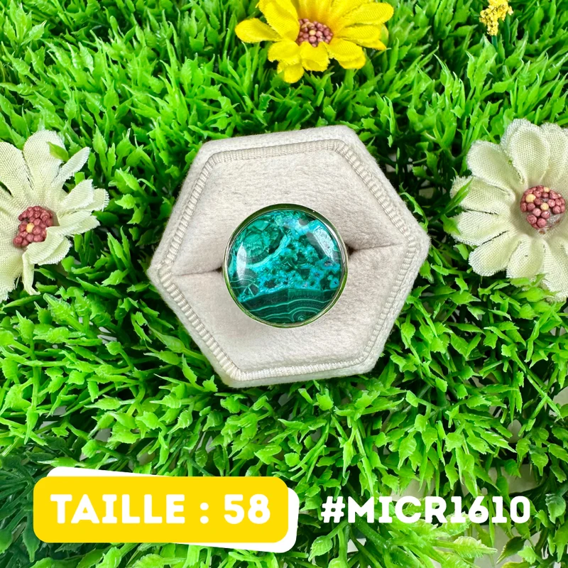 Malachit-Chrysokoll-Ring aus 925er Sterlingsilber #MICR1610