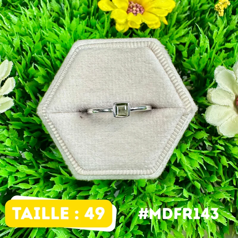 Facettierter Moldavit-Ring aus 925er Sterlingsilber #MDFR143