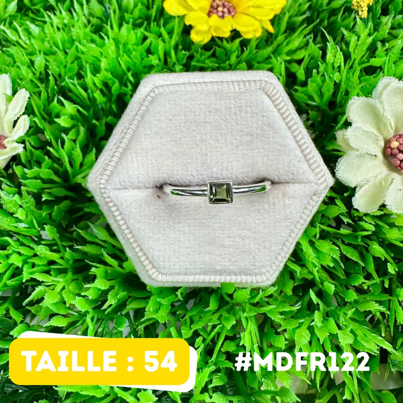 Facettierter Moldavit-Ring aus 925er Sterlingsilber #MDFR122