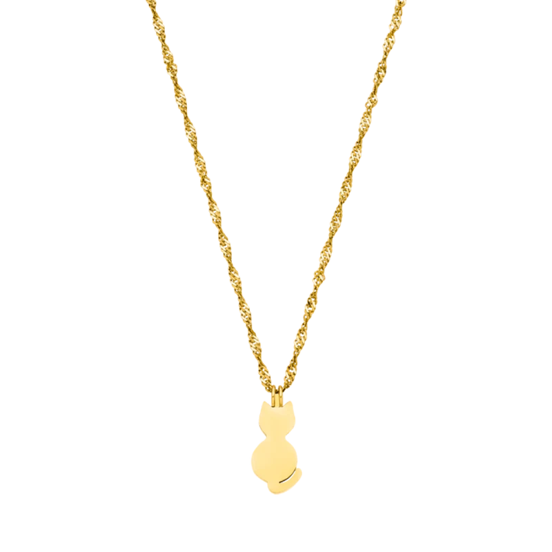 Cat Gravur Kette 14K Vergoldet
