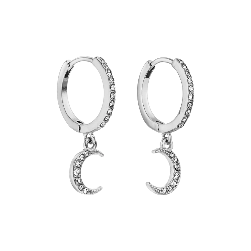 Pave Moon Huggie Hoops 14K Vergoldet