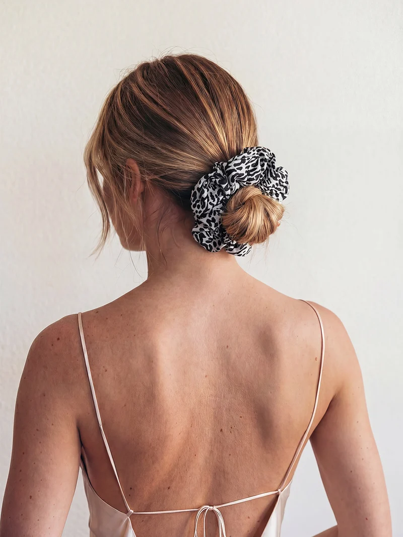Leopard Beauty Scrunchie White