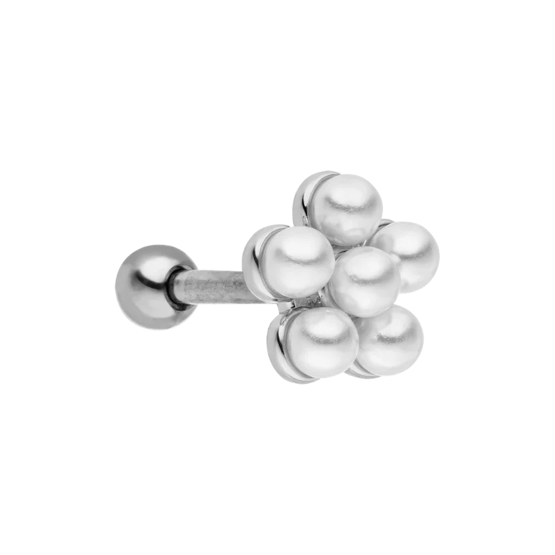 Pearl Flower Ohr Piercing 18K Vergoldet