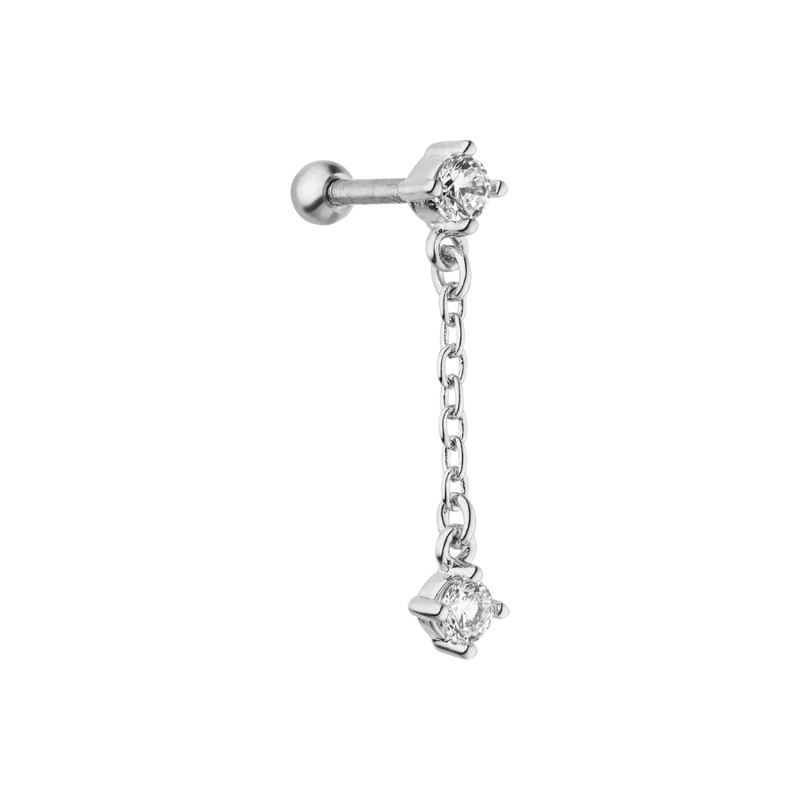 Simple Pave Dangle Ohr Piercing 18K Vergoldet