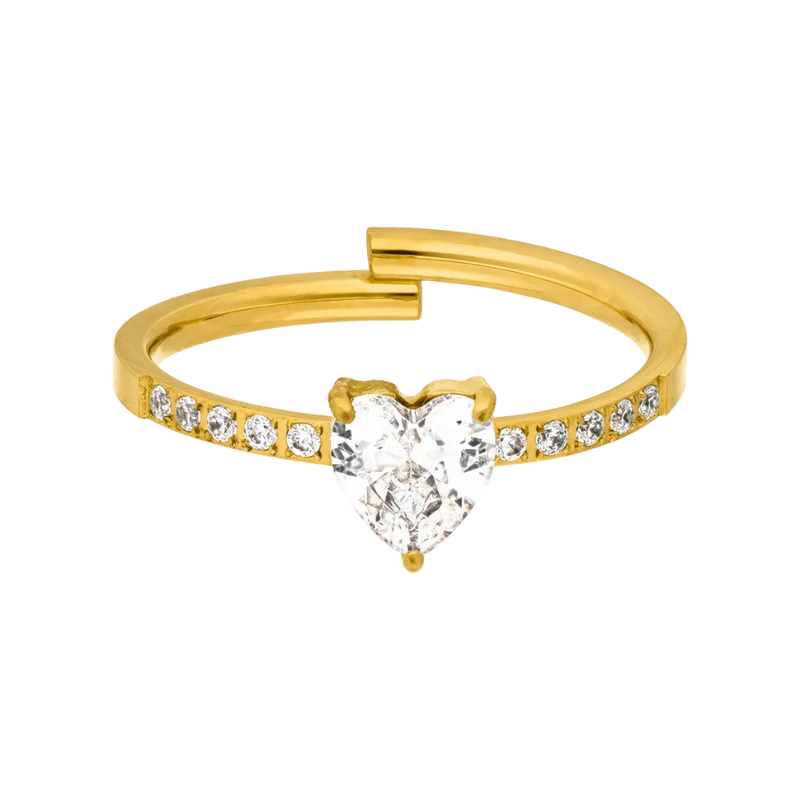 Timeless Pave Heart Ring 14K Vergoldet