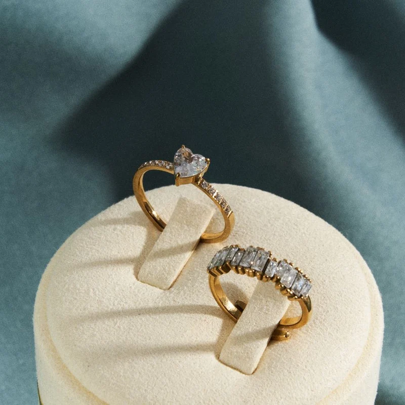 Timeless Pave Heart Ring 14K Vergoldet