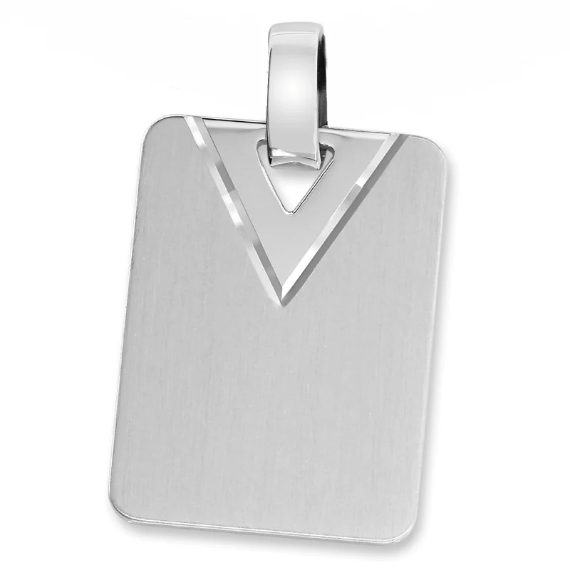 GRAVURANHÄNGER 925 SILBER ANHÄNGER ECKIG MATTIERT KETTENANHÄNGER GRAVUR
