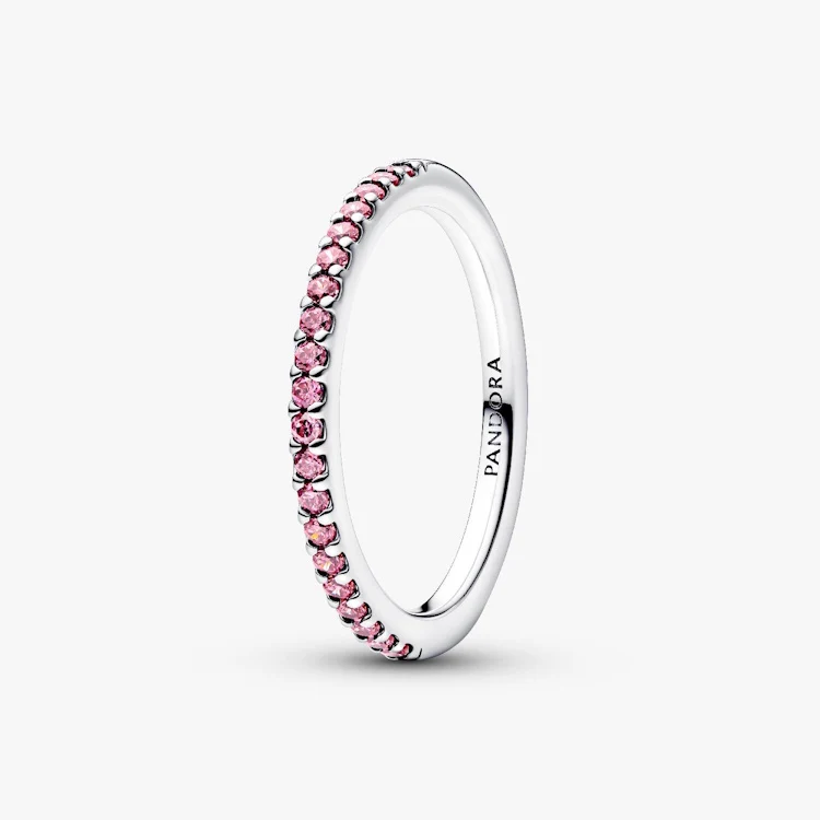 Sparkling Pink Band Ring, Size 52