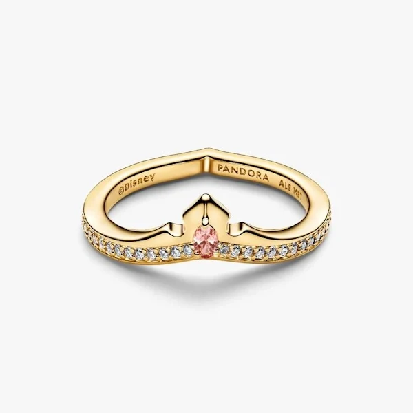 Disney Gold Princess Aurora Tiara Ring, Size 58